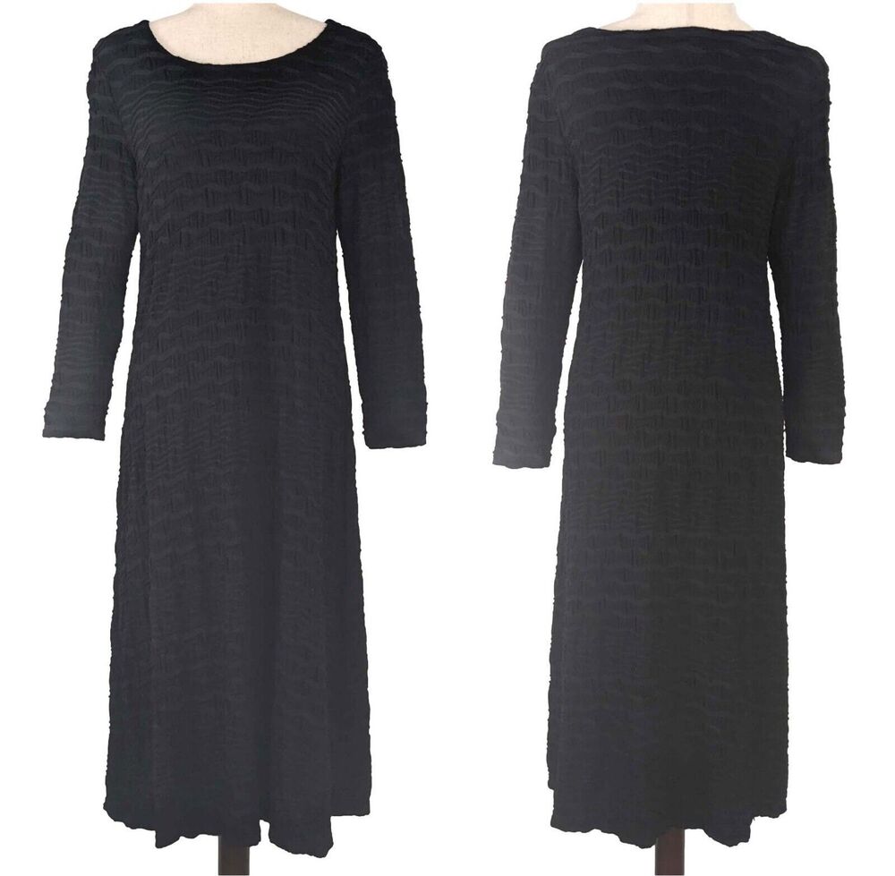 Tianello by Steve Barraza Women's MED Black Textured Midi Ballet Dress